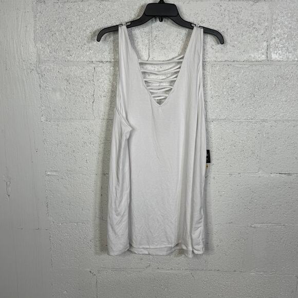 Salt + Cove JRs Strappy Plus Size Tank Dress Swim Cover-Up White 2X - Picture 1 of 5